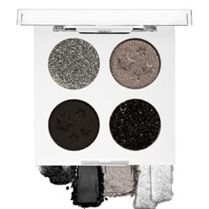 wet n wild fantasy makers pigment eyeshadow palette, metallic shimmer eye makeup, black out