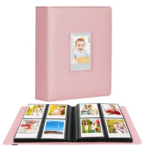 288 vertical photos for instax mini photo album, front window, book album 2x3 for fujifilm instax mini film 11 9 8 40, polaroid 300, hp sprocket, k-pop photocards (pink)