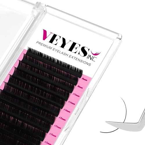 VEYES INC Classic Volume Lash Extensions 0.03-0.20 J/B/L/C/CC/D/DD Curl 8-25mm Mixed & Single Length Tray, Premium Silk Eyelashes, Professional Supplies for Lash Techs (Matte Black 0.15 D 8-16mm)