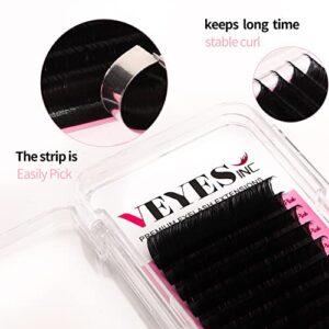 VEYES INC Classic Volume Lash Extensions 0.03-0.20 J/B/L/C/CC/D/DD Curl 8-25mm Mixed & Single Length Tray, Premium Silk Eyelashes, Professional Supplies for Lash Techs (Matte Black 0.15 D 8-16mm)