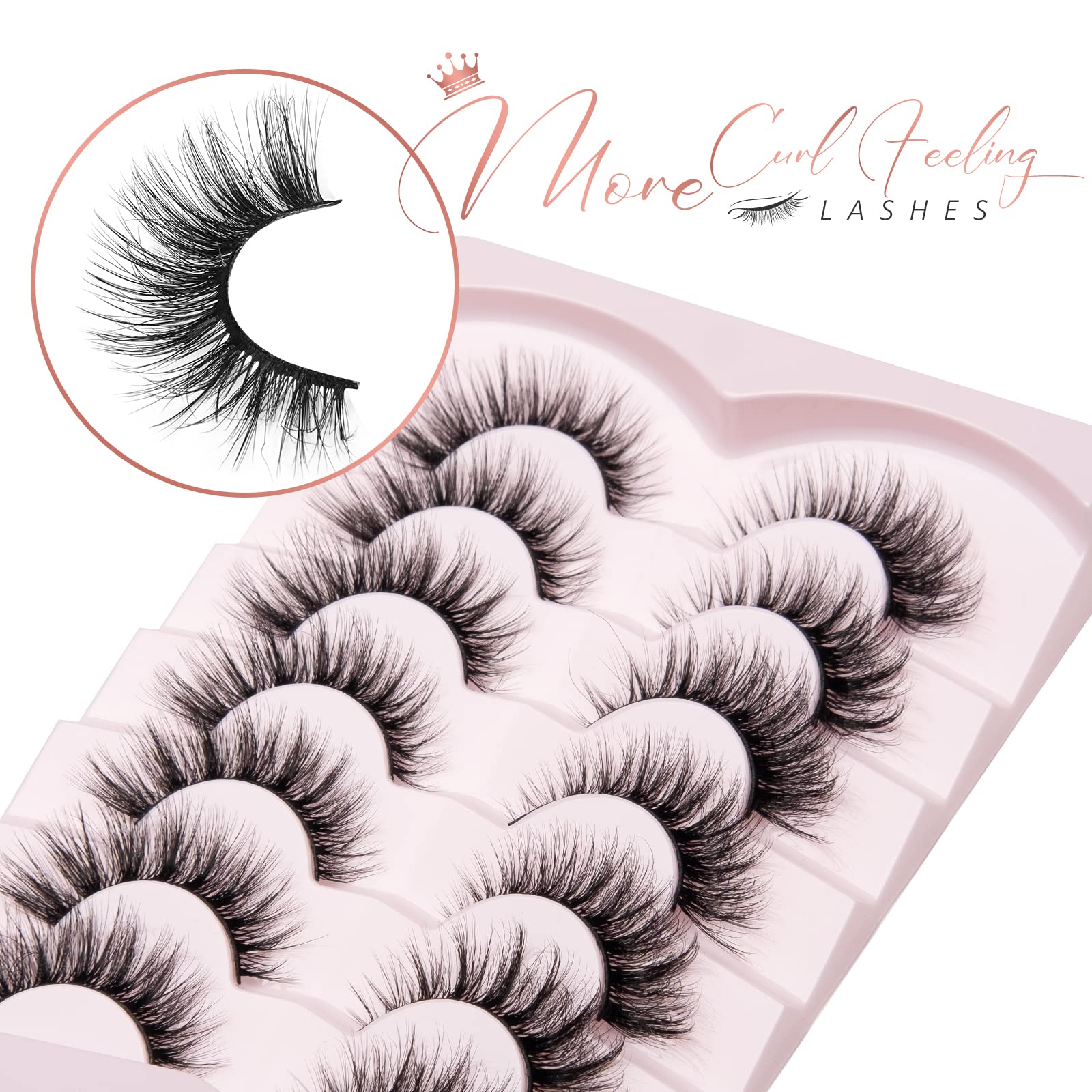 Onlyall Lashes Mink False Eyelashes Natural Wispy Lashes Soft Faux Mink Lashes Fluffy False Lashes 16MM A04