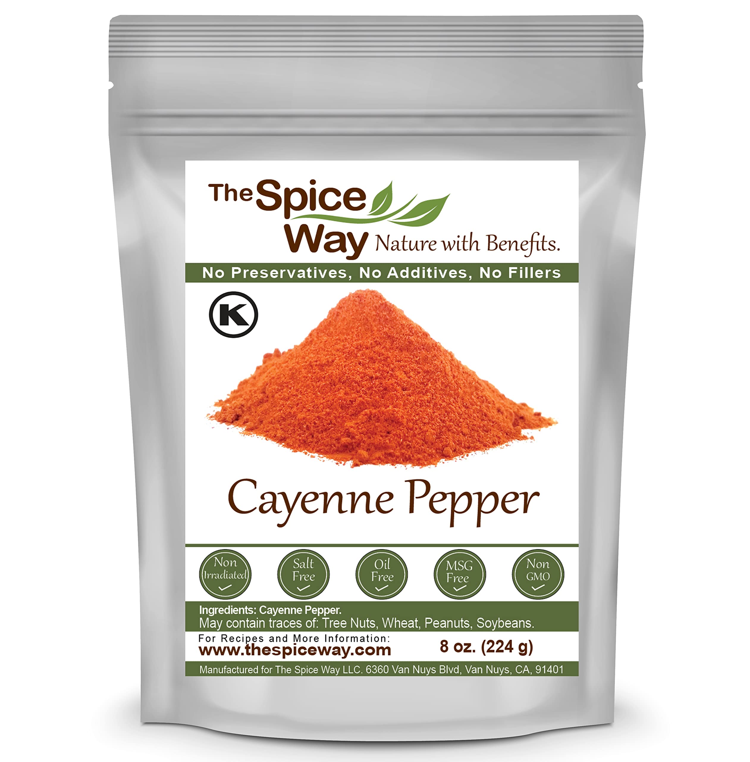 The Spice Way Red Pepper Premium Cayenne Ground - 8 oz - pure chile powder with 80,000 Heat Units