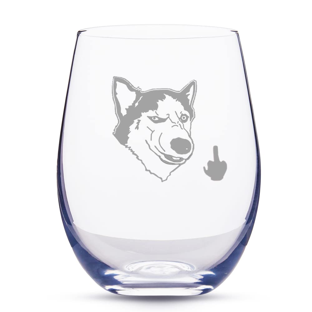 Mothers Day Gifts for Husky Dog Mom, Husky Gifts, Husky Dog Engraved Wine Water Drinking Glass