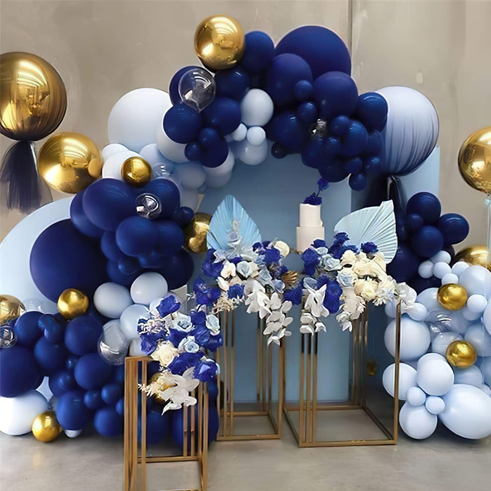 PartyWoo Navy Blue Balloons, 100 pcs Pearl Navy Blue Balloons Different Sizes Pack of 18 Inch 12 Inch 10 Inch 5 Inch Balloons for Balloon Garland Arch as Party Decorations, Birthday Decorations