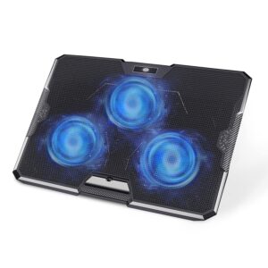 immoenuc laptop cooling pad for notebook computers under 17 inches/metal gaming notebook radiator bracket / 3 silent cooling turbo fans / 2 adjustable angles / 2 usb ports/blue led light (s3)