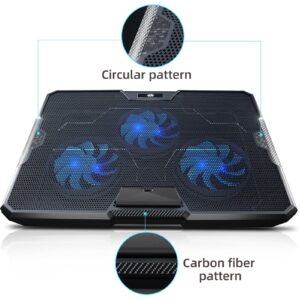 IMMOENUC Laptop Cooling Pad for Notebook Computers Under 17 Inches/Metal Gaming Notebook Radiator Bracket / 3 Silent Cooling Turbo Fans / 2 Adjustable Angles / 2 USB Ports/Blue LED Light (S3)