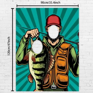 Fisherman Banner Backdrop Background Pretend Play Party Game Photo Booth Props Gone Fishing Fisher Fish Theme Decor for Kid Boy Girl 1st Birthday Baby Shower Favors Supplies Decorations, Multi