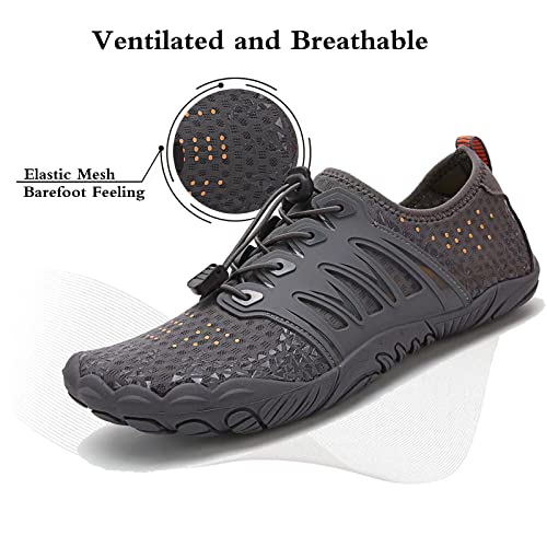 Water Shoes Barefoot for Men Women Swimming Shoes Minimalist Shoes Beach Shoes Quick Dry Breathable Comfortable Non-Slip for Aqua Swim Walking Diving Surfing Yoga Grey 13 Women/11.5 Men