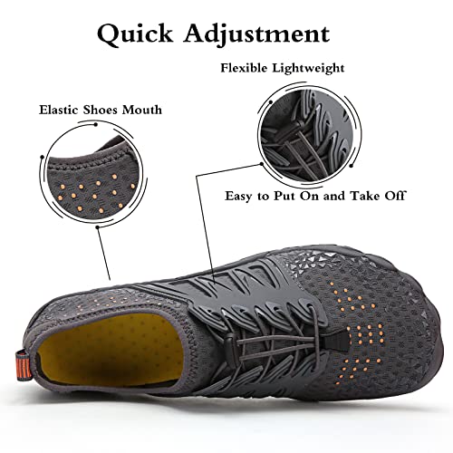 Water Shoes Barefoot for Men Women Swimming Shoes Minimalist Shoes Beach Shoes Quick Dry Breathable Comfortable Non-Slip for Aqua Swim Walking Diving Surfing Yoga Grey 13 Women/11.5 Men