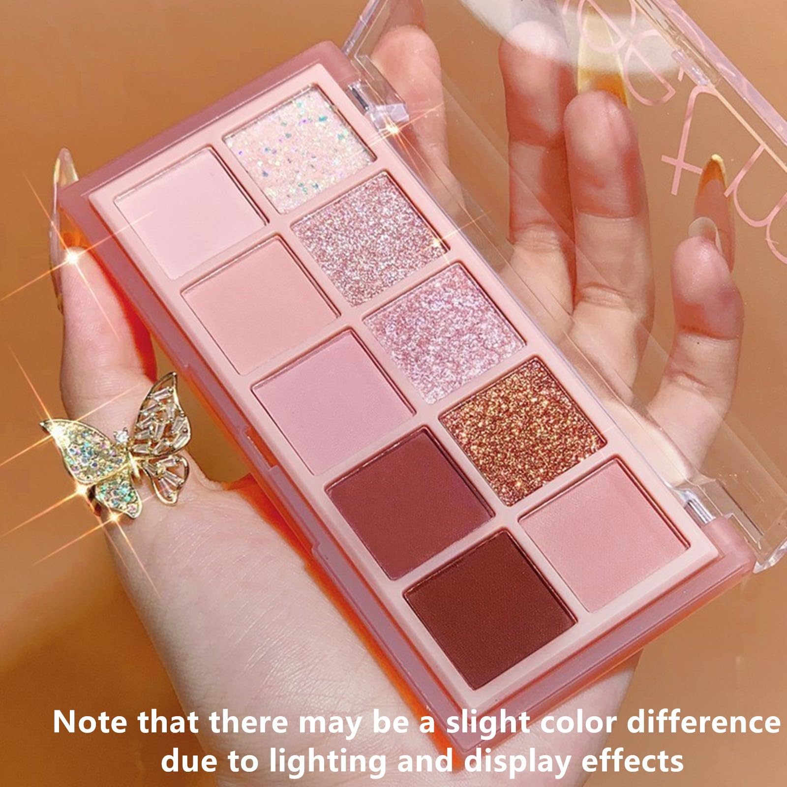 Go Ho 10 Colors Eyeshadow Palette,Matte&Glitter&Shimmer Eyeshadow Makeup,Pink Eye Black Pink Eyeshadow Shades,Naturing-Looking,High Pigment Waterproof Eye Shadow Palette Makeup,03