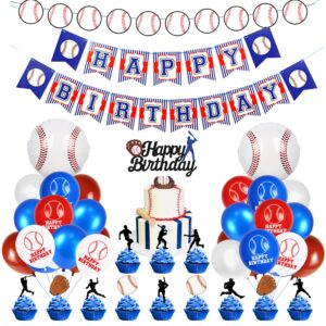 banballon 53 pcs baseball party decorations baseball party supplies including happy birthday banner balloons and baseball cake toppers for sports theme birthday party and baseball theme party decor