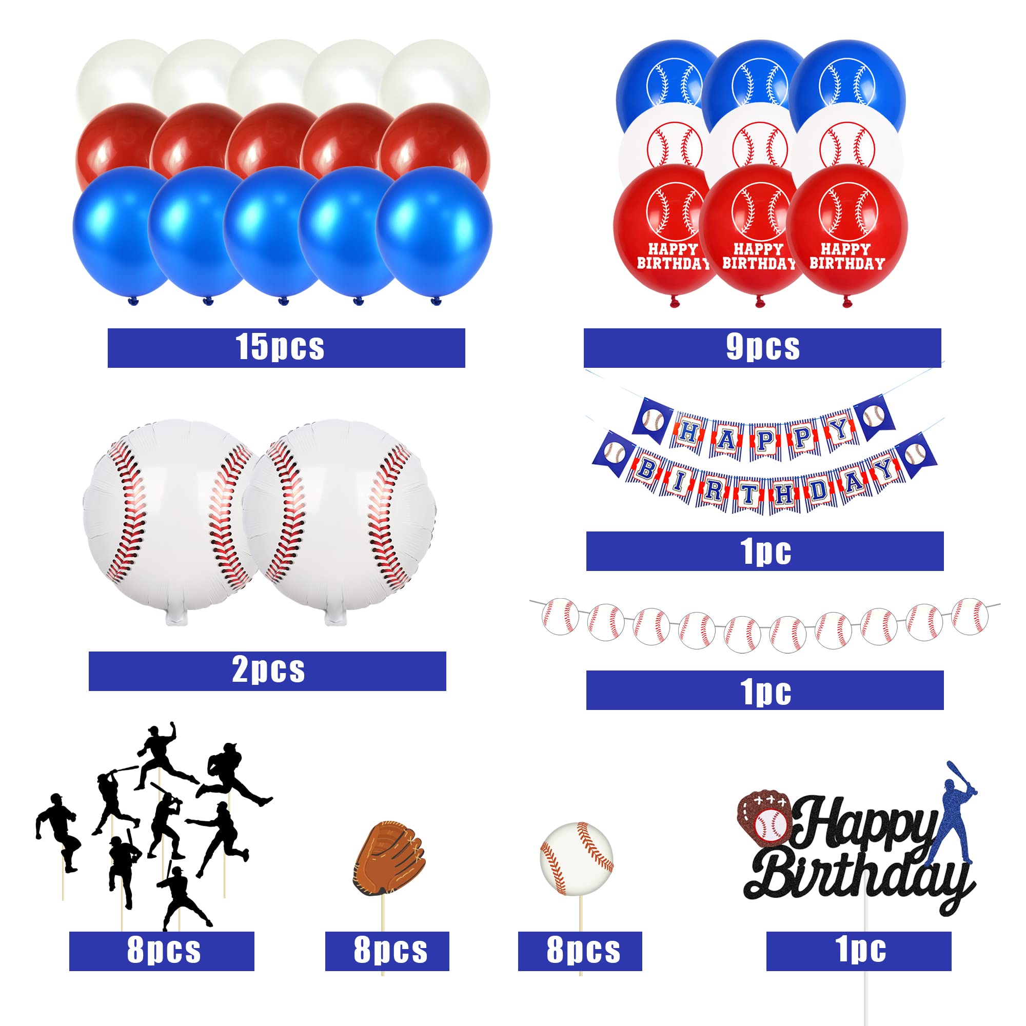 BANBALLON 53 PCS Baseball Party Decorations Baseball Party Supplies Including Happy Birthday Banner Balloons and Baseball cake toppers for Sports Theme Birthday Party and Baseball Theme Party Decor