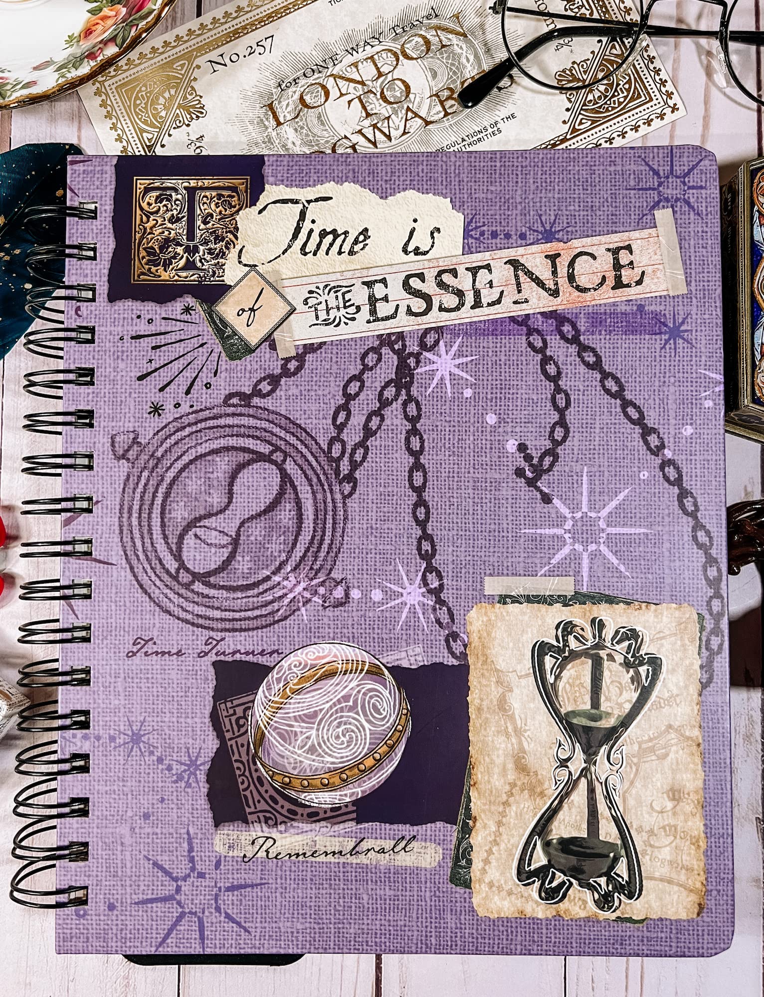 Conquest Journals Harry Potter Time is of The Essence Undated Spiral Planner, Vertical Format, Wrapped Book Board Cover, Spiral Bound, 5 Sticker Sheets, Elastic Closure Strap, Bookmark, 7.75"x9.25"