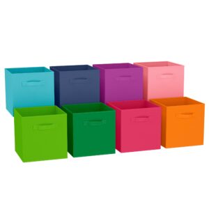 neaterize 11 inch cube storage bins for kids - set of 8 - fits into most storage cubes organizer, perfect for toy, clothing, nursery or general closet organization