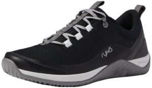 ryka women's echo low sneaker, black/grey, 9 us