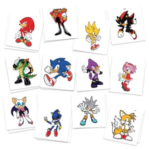 sonic temporary tattoo pack | made in the usa | kids party supplies decorations & favors | pack of 24 tattoos | skin safe