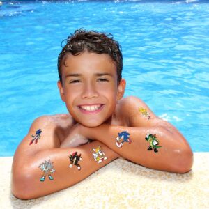 Sonic Temporary Tattoo Pack | MADE IN THE USA | Kids Party Supplies Decorations & Favors | Pack of 24 Tattoos | Skin Safe