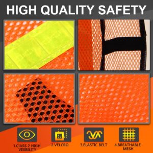 Haysandy 20 Packs High Visibility Reflective Safety Vest with Strips Orange Safety Construction Vest Lightweight Neon Mesh Fabric Universal Size for Men Women Outdoor Traffic (Neon Orange)