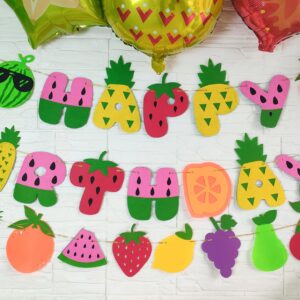 Fruit Theme Birthday Party Decorations Happy Birthday Felt Banner Fruit Patterns Garland for Summer Fruit Birthday Party Baby Shower Supplies