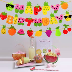 Fruit Theme Birthday Party Decorations Happy Birthday Felt Banner Fruit Patterns Garland for Summer Fruit Birthday Party Baby Shower Supplies