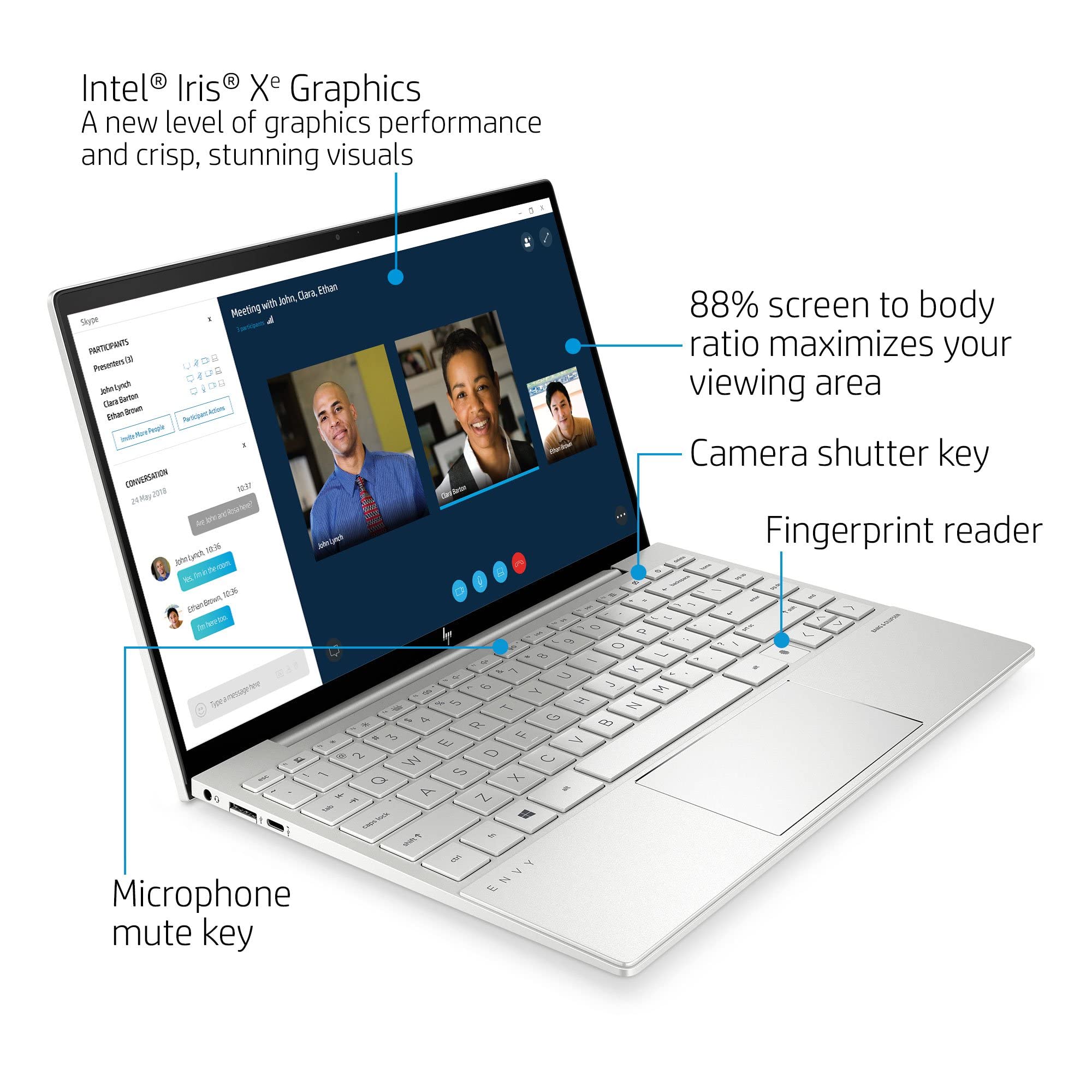 2022 Newest HP Envy 13.3'' FHD Laptop Computer for Business & Student, Intel 11th Gen Core i5-1135G7 up to 4.2GHz, 8GB RAM, 512GB PCle SSD, Fingerprint Reader, Backlit Keyboard, Win 10, Silver