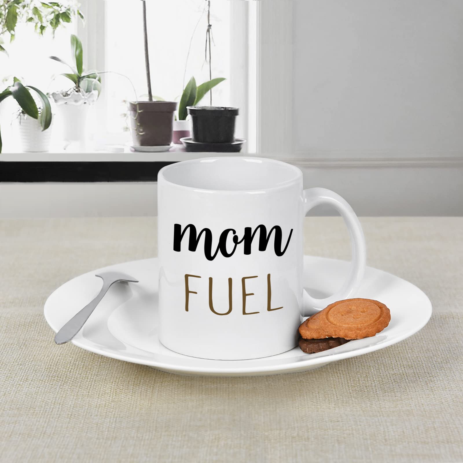 Gtmileo Mom Fuel Ceramic Coffe Mug 11Oz & Mom Juice Wine Glass 15Oz Set of 2 - Funny Mother's Day Gift Set for Mom Mommy Mama Wife, Ideal Birthday Christmas Gift from Daughter, Son, Husband, Friends