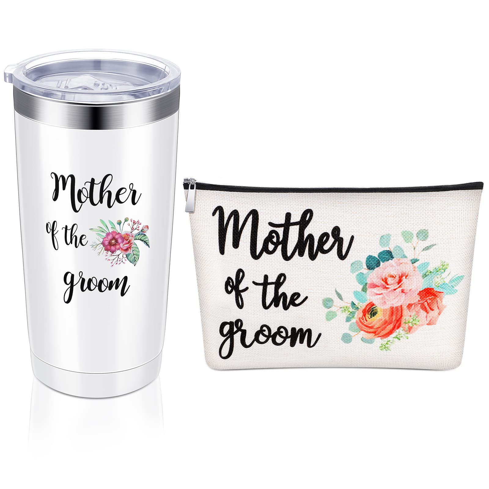 Vesici Mother of the Bride Gift Mother of the Groom Mug Mother of the Bride Makeup Bags Personalized Wedding Gifts for Mom Engagement Announcement Party (White, Mother of The Bride)