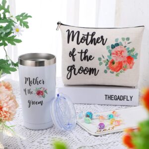 Vesici Mother of the Bride Gift Mother of the Groom Mug Mother of the Bride Makeup Bags Personalized Wedding Gifts for Mom Engagement Announcement Party (White, Mother of The Bride)