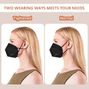 Borje KN95 Face Masks 50 Pcs, Individually Wrapped, 5-Ply Protection Black KN95 Mask, Disposable Face Masks for Adults