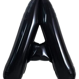 TONIFUL 40 Inch Large Black A Letter Balloons Jumbo Helium Balloons,Foil Mylar Big Alphabet Balloons for Birthday Party Anniversary Supplies Decorations