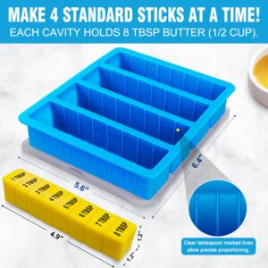 Silicone Butter Mold with Lid, Walfos Non-Stick Butter Tray Fits Standard Butter Stick Size, Large Cavity Butter Maker Holds 8 Tablespoons Butter, Ideal For Butter, Soap Bar, Energy Bar, Brownie, Cake