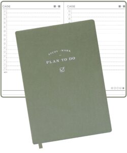 cagie to do list notebook 192 pages 5.3" x 7.5" leather to do list notepad checklist for daily plans schedule planner notebook school supplies for students, green
