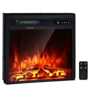 goflame 18" recessed electric fireplace, 1500w insert heater with touch screen, remote control & 9h timer, freestanding/embedded fireplace with 5-level flame brightness and overheat protection