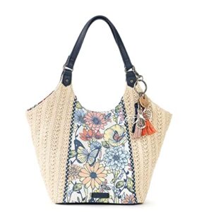 sakroots roma straw small shopper, multi in bloom