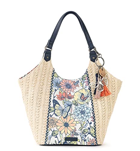 Sakroots Roma Straw Small Shopper, Multi in Bloom