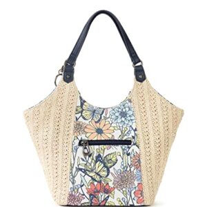 Sakroots Roma Straw Small Shopper, Multi in Bloom