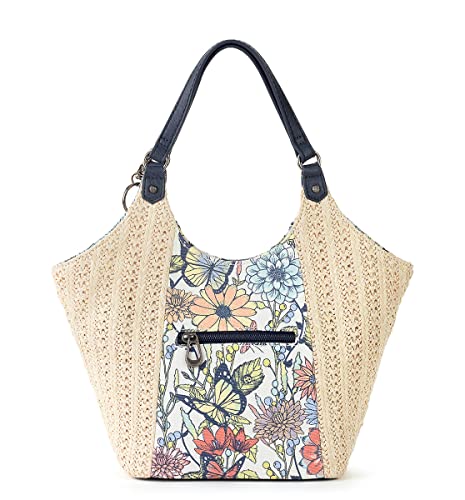 Sakroots Roma Straw Small Shopper, Multi in Bloom