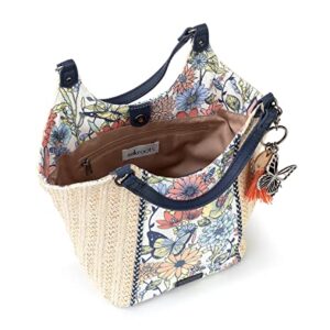 Sakroots Roma Straw Small Shopper, Multi in Bloom