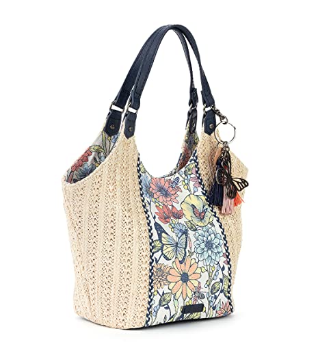 Sakroots Roma Straw Small Shopper, Multi in Bloom