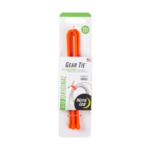 nite ize gt12-31-2r3 original gear, reusable rubber, 12 inch, 2-pack, bright orange, made in the usa twist tie, 2 count (pack of 1)