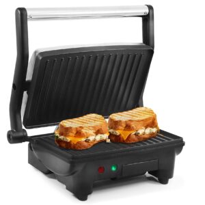 Elite Gourmet EPN-2976# 2-in-1 Nonstick Panini Press & Indoor Grill, Opens 180-Degree Gourmet Sandwich Maker, Floating Hinge Fits All Foods, Contact Grill with Removable Grease Tray