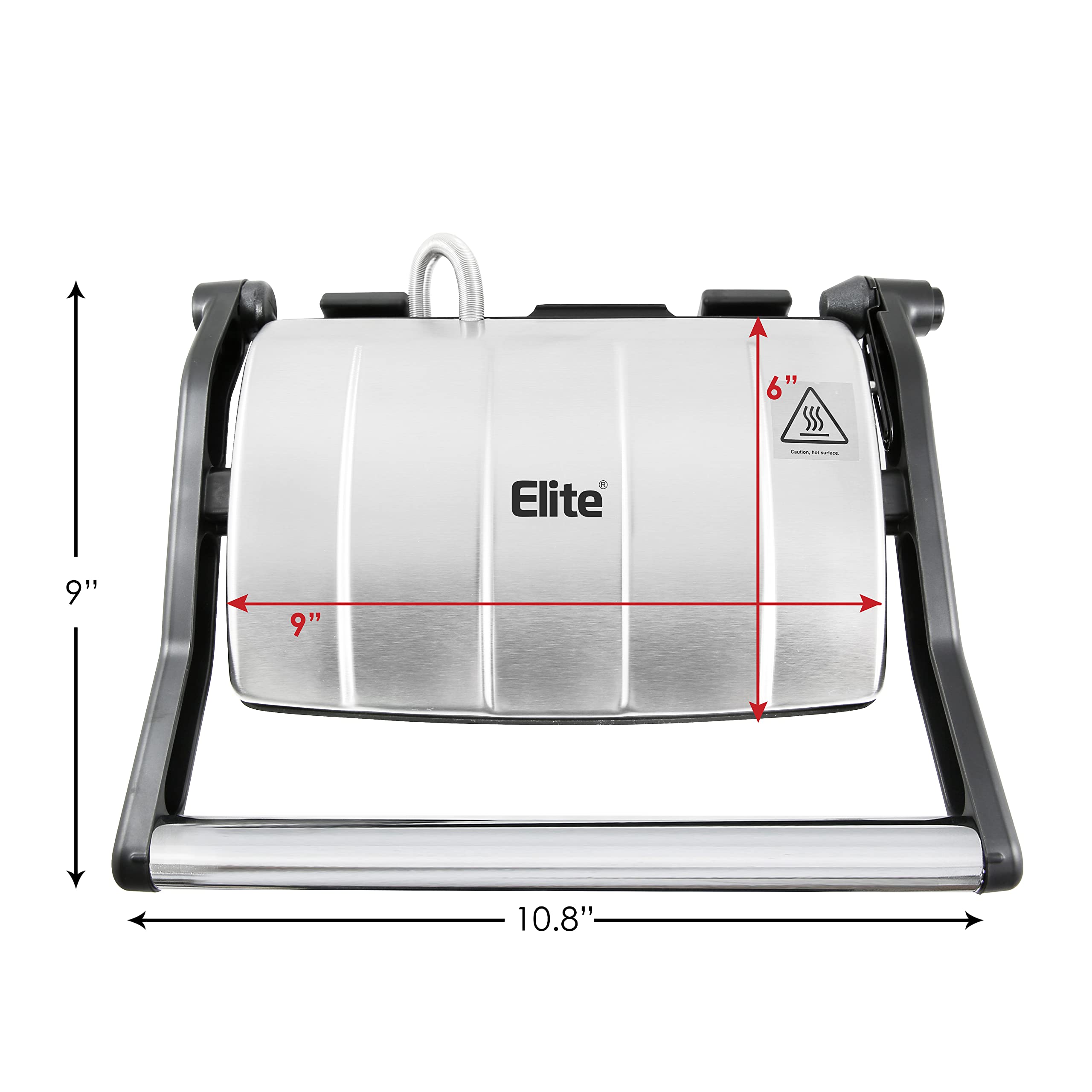 Elite Gourmet EPN-2976# 2-in-1 Nonstick Panini Press & Indoor Grill, Opens 180-Degree Gourmet Sandwich Maker, Floating Hinge Fits All Foods, Contact Grill with Removable Grease Tray