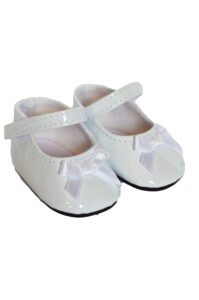 white bow mary janes fits 18 inch girl dolls and kennedy and friends dolls- 18 inch doll shoes