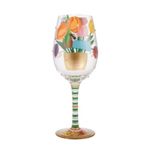Enesco Designs by Lolita Best Bonus Mom Hand-Painted Artisan Wine Glass, 15 Ounce, Multicolor