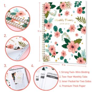 2024-2025 Monthly Planner - Monthly Planner 2024-2025, Jan. 2024 - Dec. 2025, 24 Monthly Tabs & Notes Pages, 9" × 11", Perfect Organizer