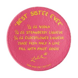 Enesco Designs by Lolita Best Sister Ever Hand-Painted Artisan Wine Glass, 15 Ounce, Multicolor