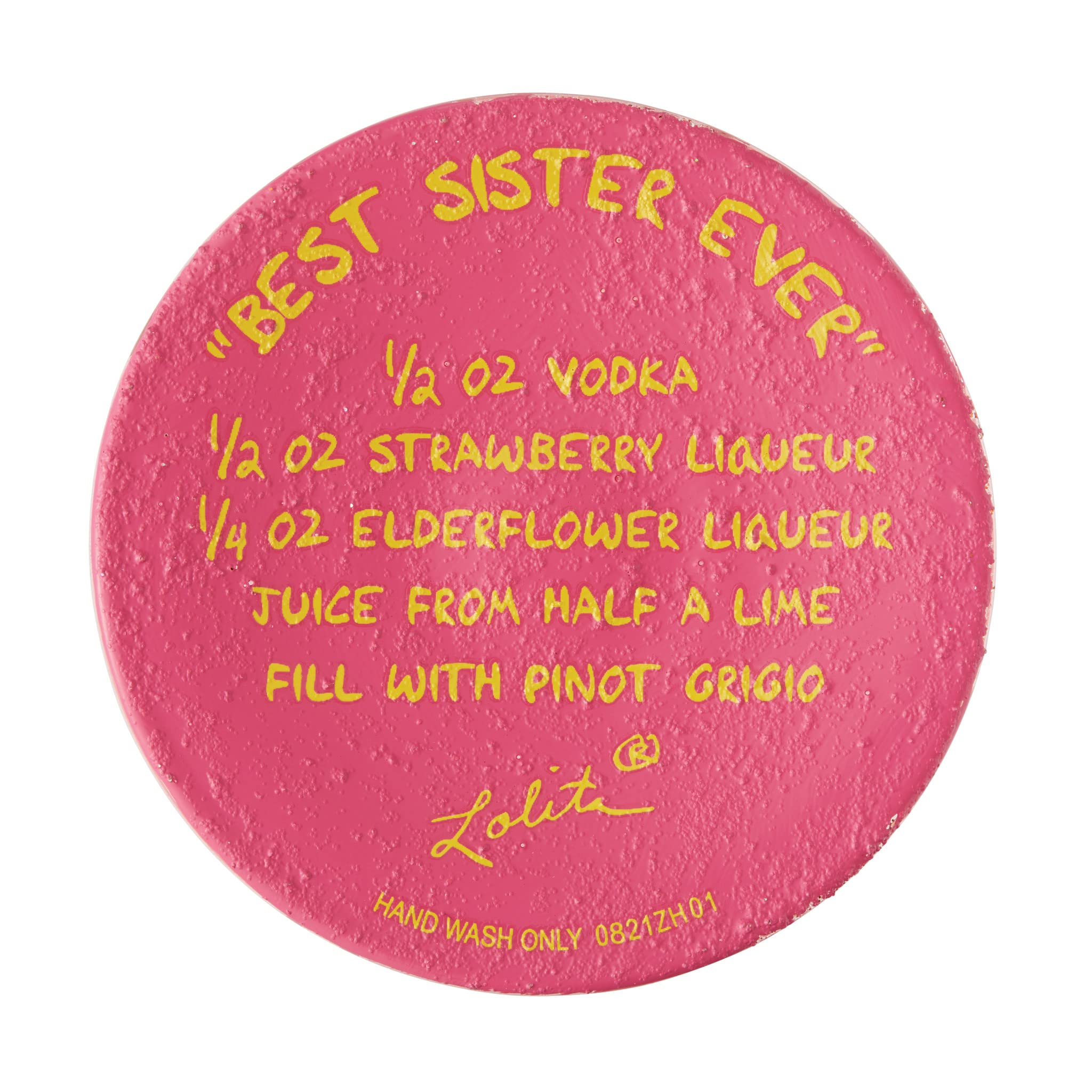 Enesco Designs by Lolita Best Sister Ever Hand-Painted Artisan Wine Glass, 15 Ounce, Multicolor