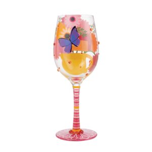 Enesco Designs by Lolita Best Sister Ever Hand-Painted Artisan Wine Glass, 15 Ounce, Multicolor