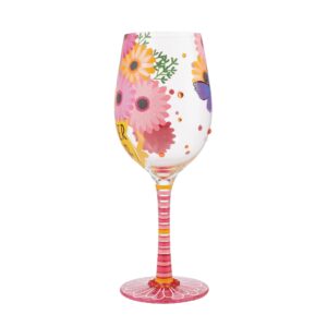 Enesco Designs by Lolita Best Sister Ever Hand-Painted Artisan Wine Glass, 15 Ounce, Multicolor