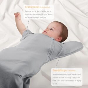 Knirose 3-Way Wearable Swaddle Blankets Sleep Sack with Arms Up Self-Soothing, Easy Diaper Changing Sleeping Bag for Baby Boy Girl Newborns Transitions to Arms-Free Calms Startle Reflex Better Sleep